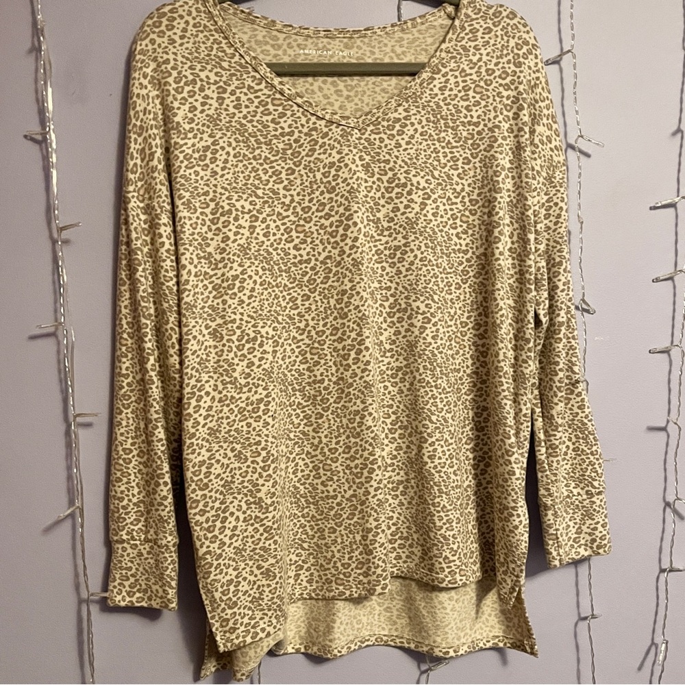 American Eagle, XS, oversized, cheetah print long sleeves shirt, Super Soft